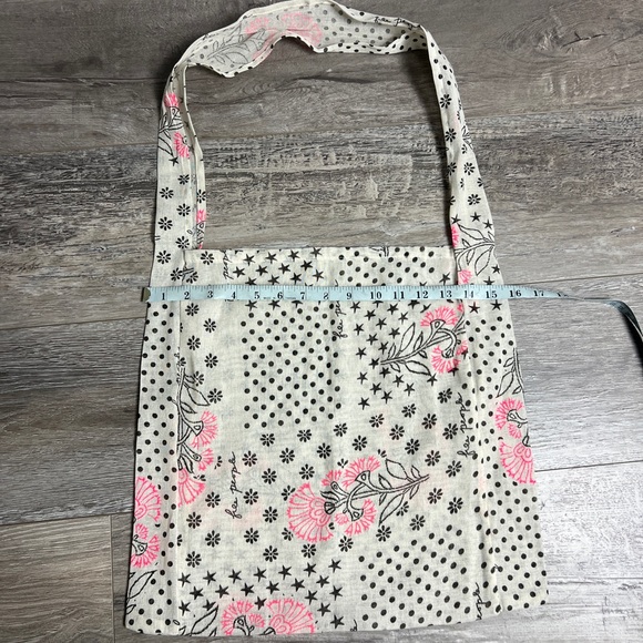 FREE PEOPLE Floral Polka-Dot Star Print Linen Shopping Tote Bag NW0T - Picture 6 of 7
